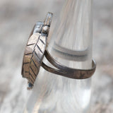 Vintage Sterling mother Of Pearl Feather Ring 6.75