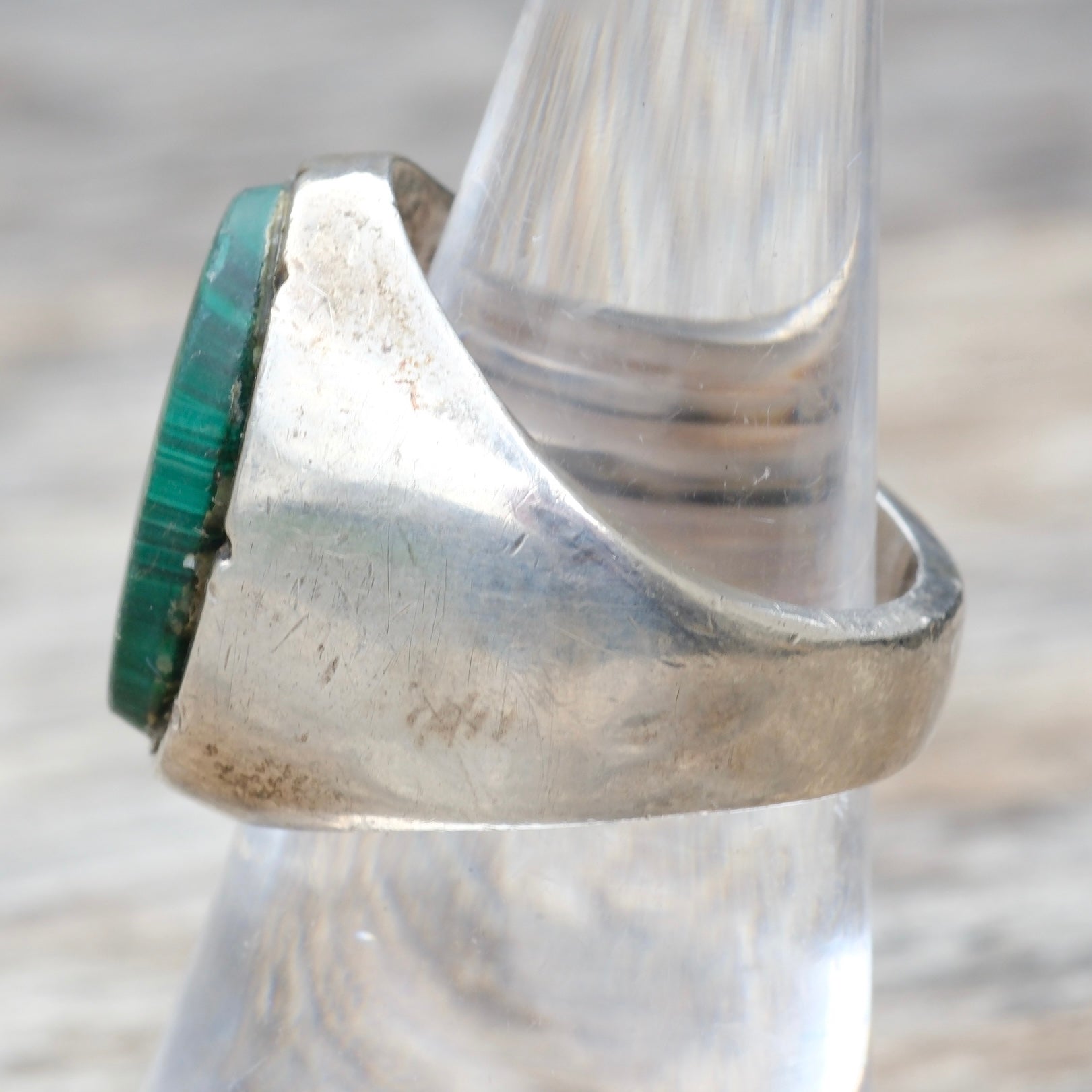 Vintage Sterling Malachite Ring 7.5