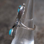 Vintage Sterling 2-Stone Turquoise Blossom Ring 4.5
