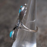 Vintage Sterling 2-Stone Turquoise Blossom Ring 4.5