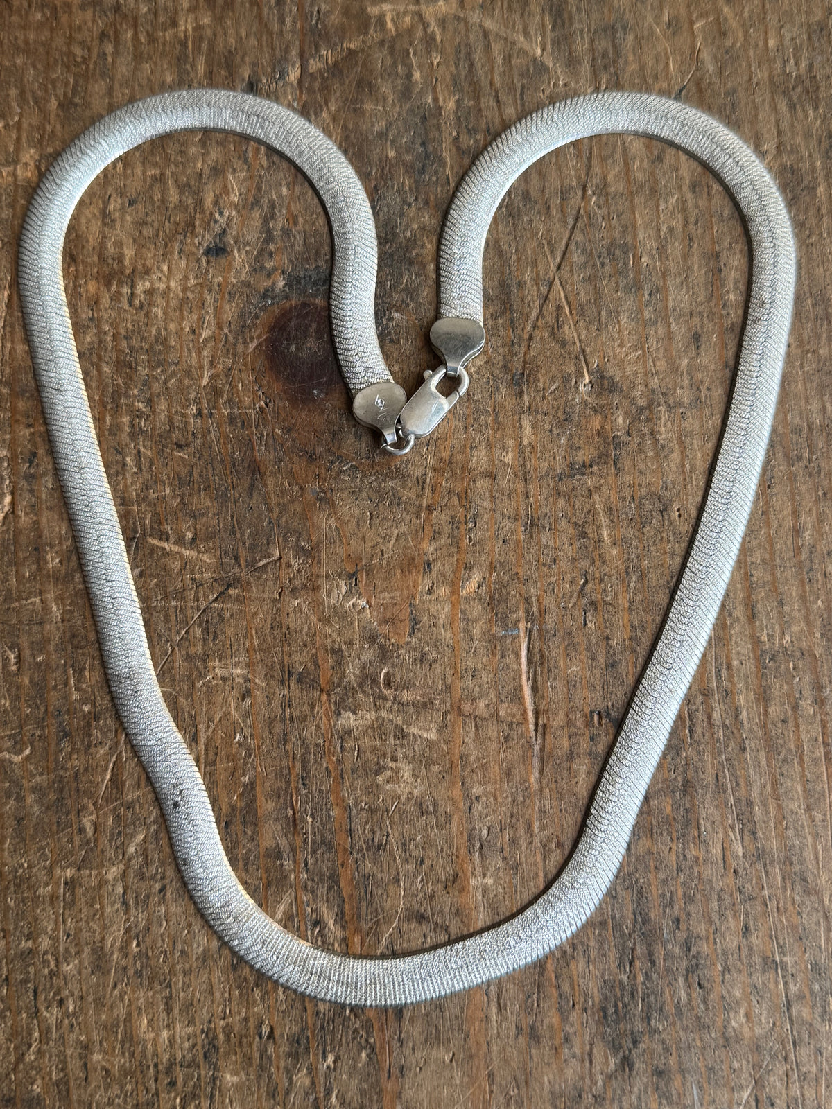 Vintage Sterling Silver 18” Etched Herringbone Chain