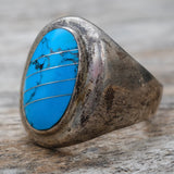 Vintage Sterling Turquoise Inlay Ring 10