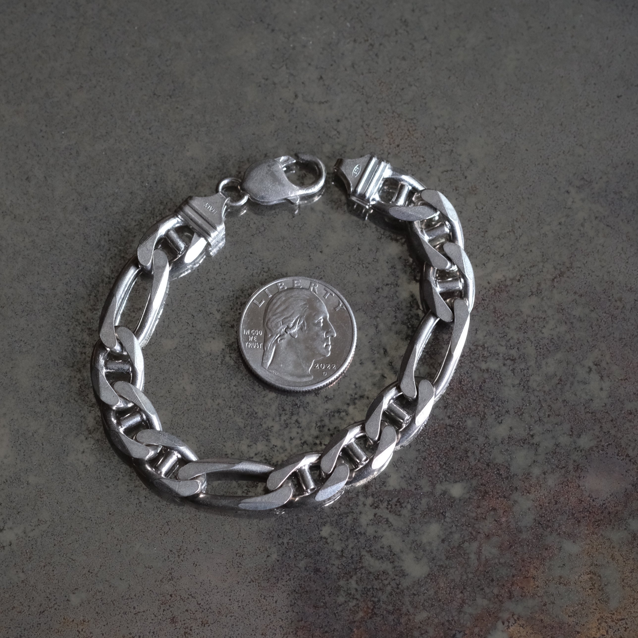 Vintage Sterling Silver Figaro Chain Bracelet 8"