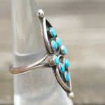 Vintage Sterling Turquoise Cluster Ring 6.5