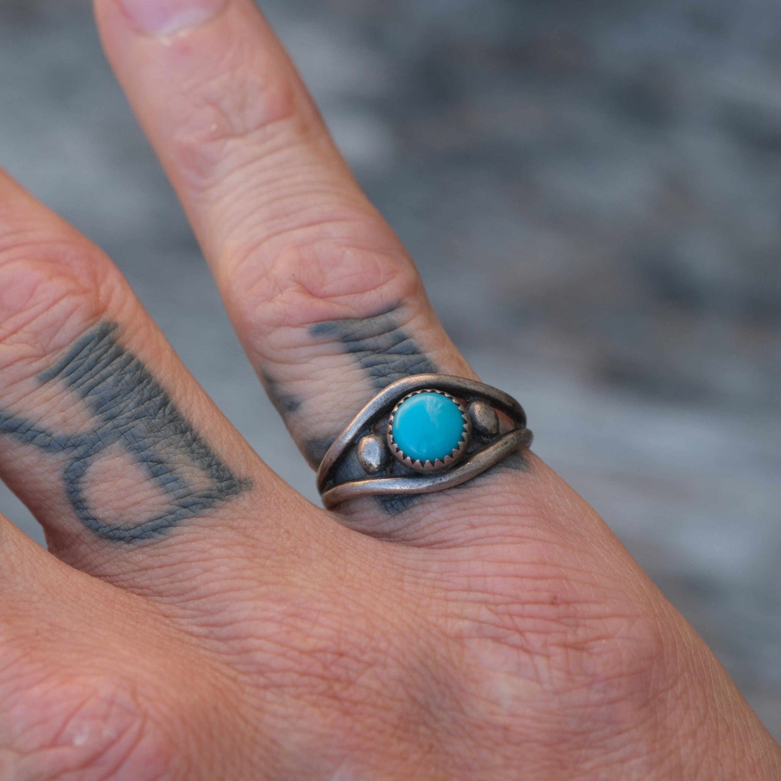 Vintage Sterling Turquoise Ring 7.25