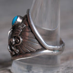 Vintage Sterling Turquoise Eagle Ring 11.75