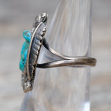 Vintage Sterling Turquoise Feather Ring 6