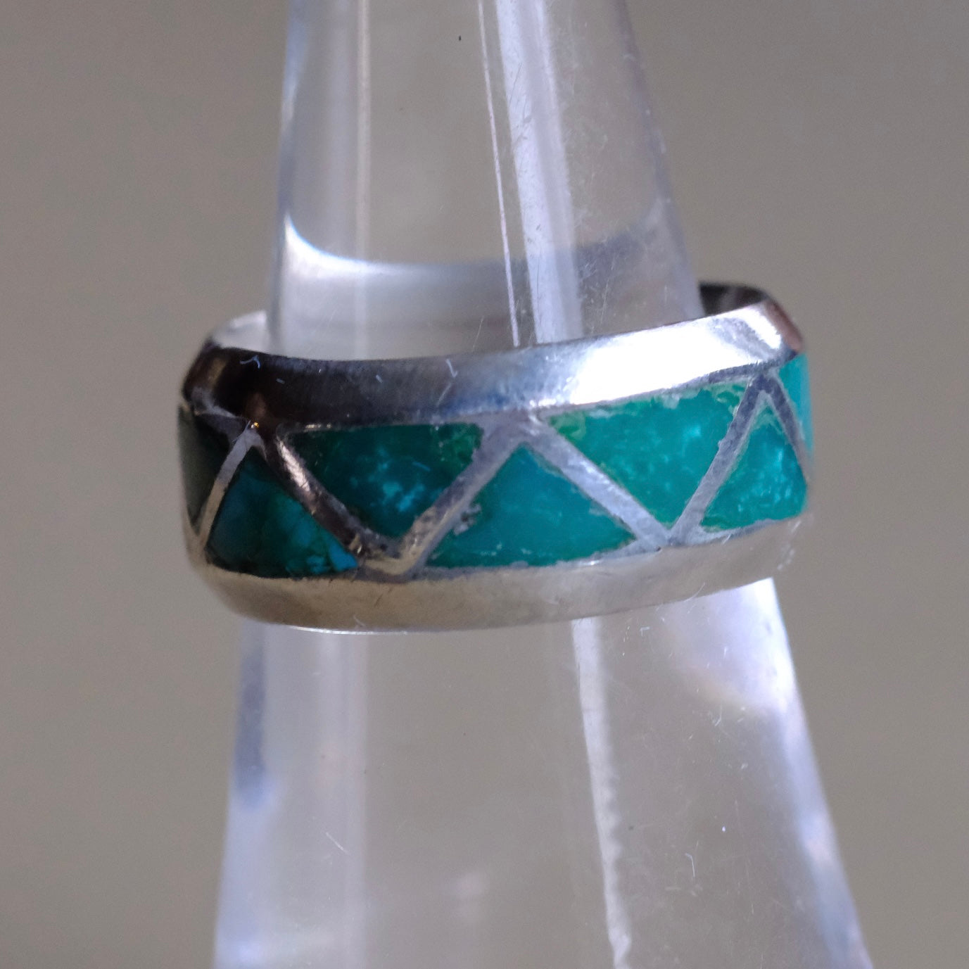 Vintage Sterling Turquoise Inlay Band 5.5