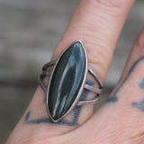 Vintage Sterling Jadeite Ring 5.25