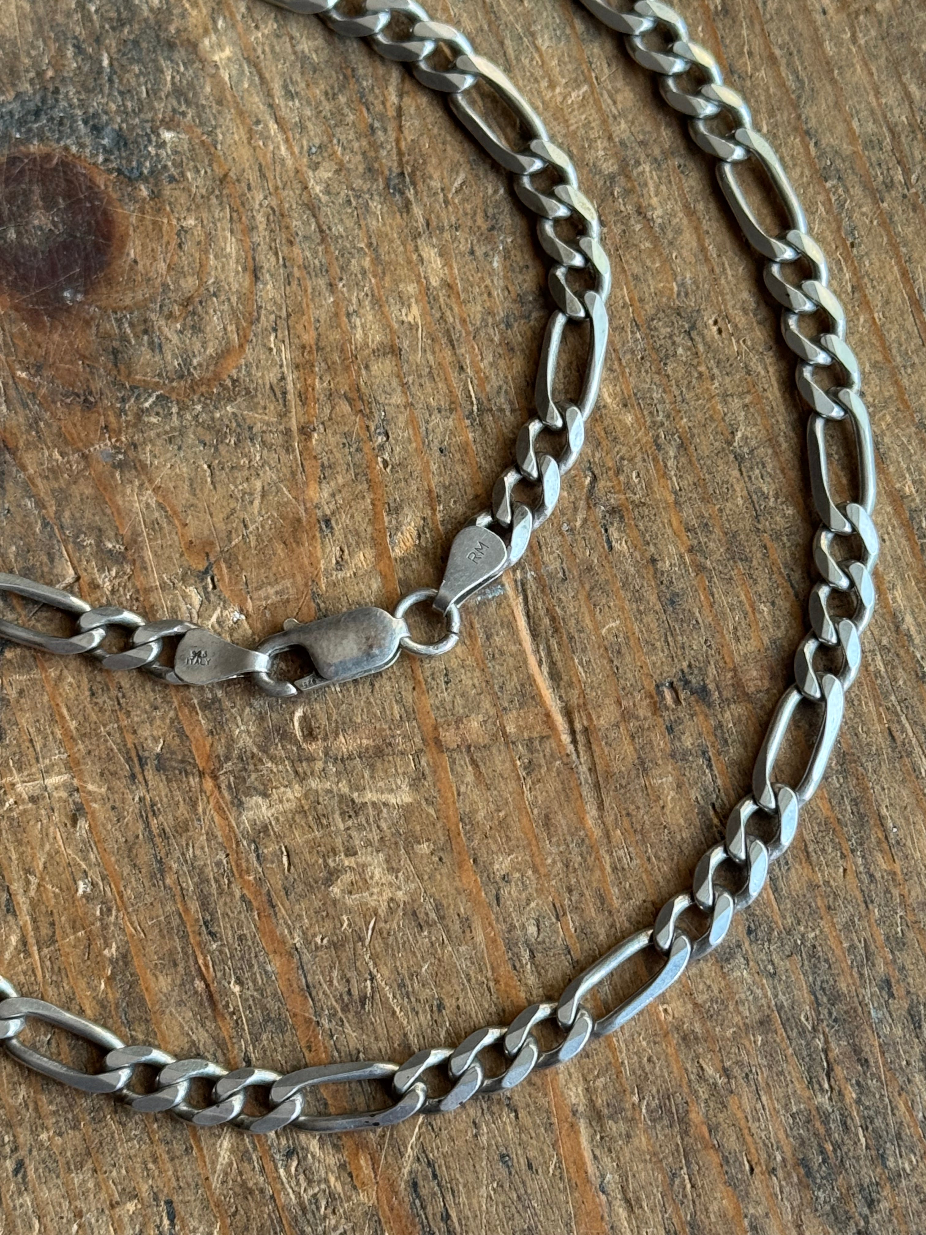 Vintage Sterling Silver 23” Figaro Chain