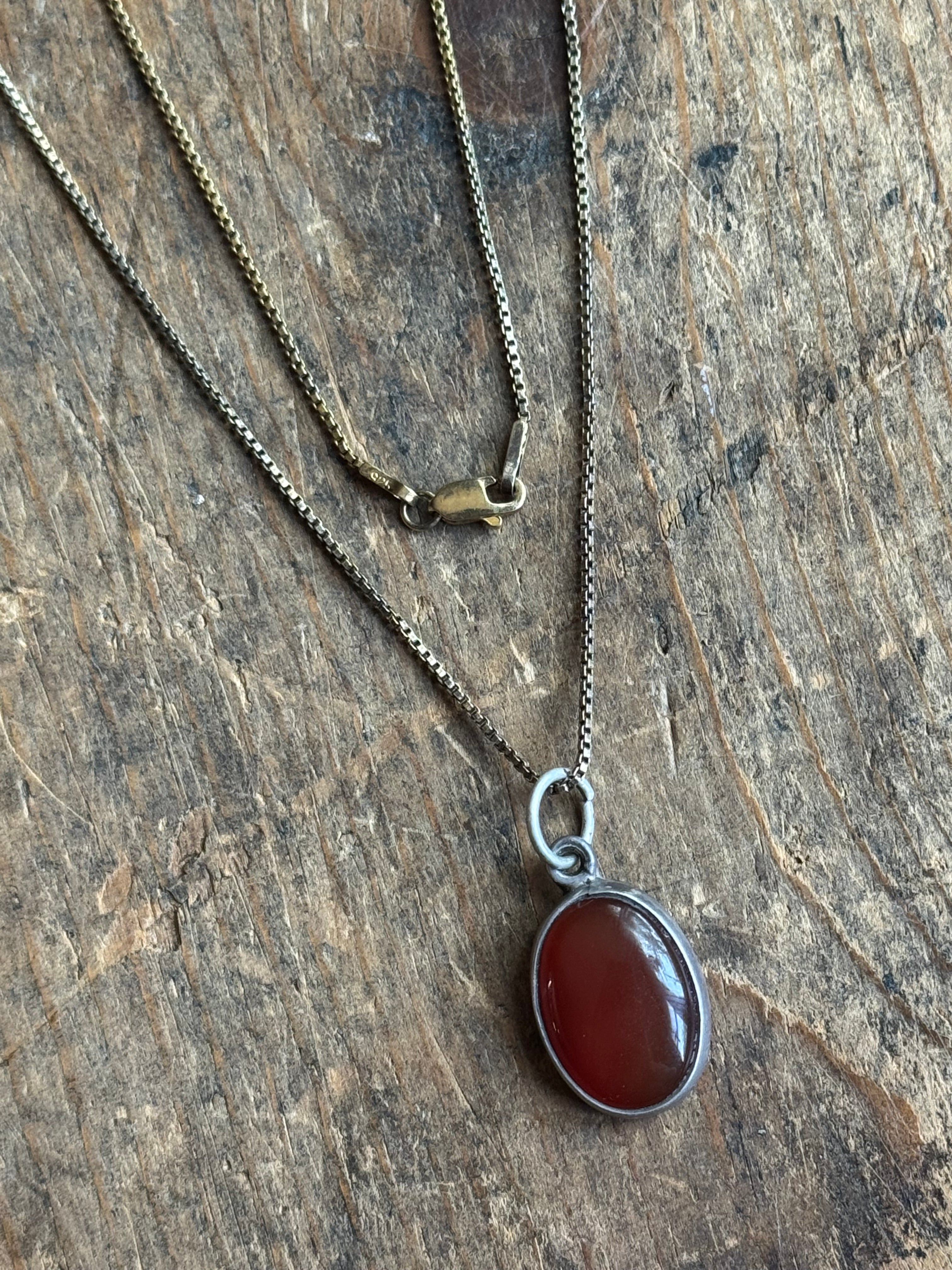Vintage Sterling Silver Carnelian Necklace