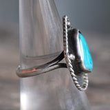 Vintage Sterling Turquoise Roper Ring 8
