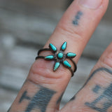 Vintage Sterling Turquoise Cluster Ring 5