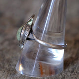 Vintage Sterling Green Jasper Feather Ring 10