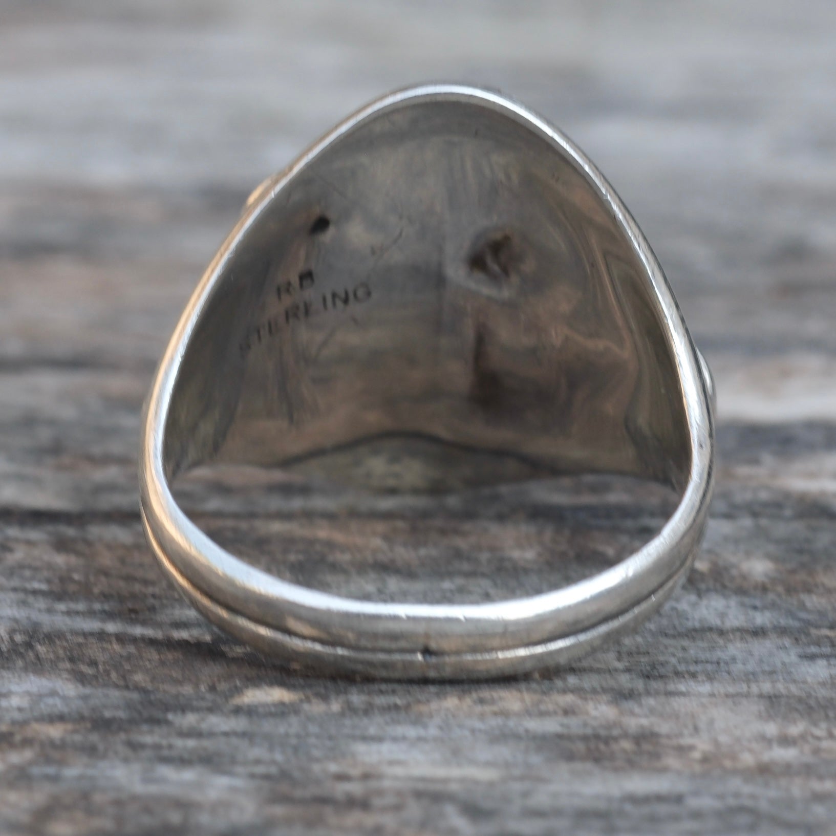 Vintage Sterling Turquoise Eagle Ring 9.5