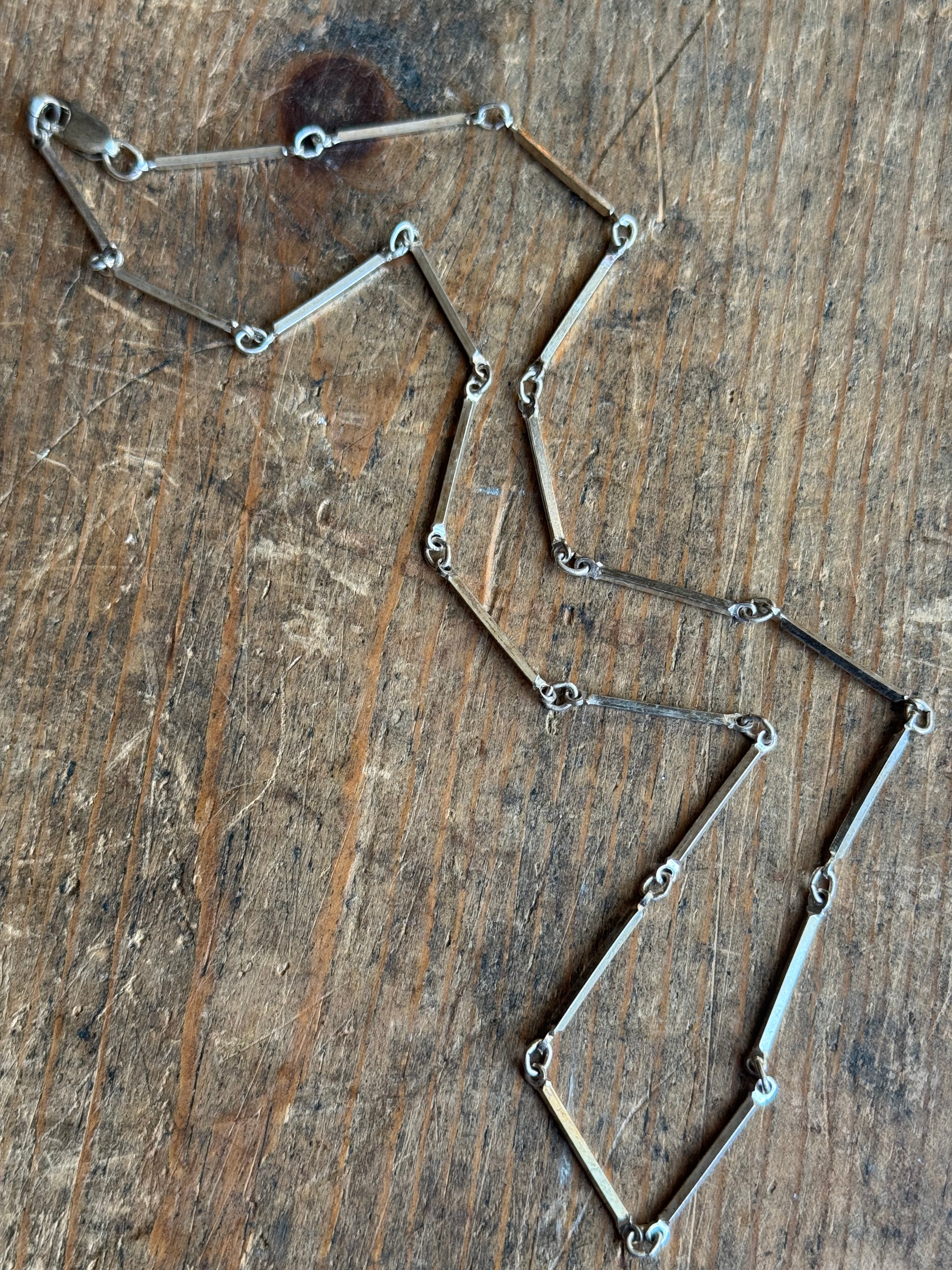Vintage Sterling Silver 18” Bar & Link Chain