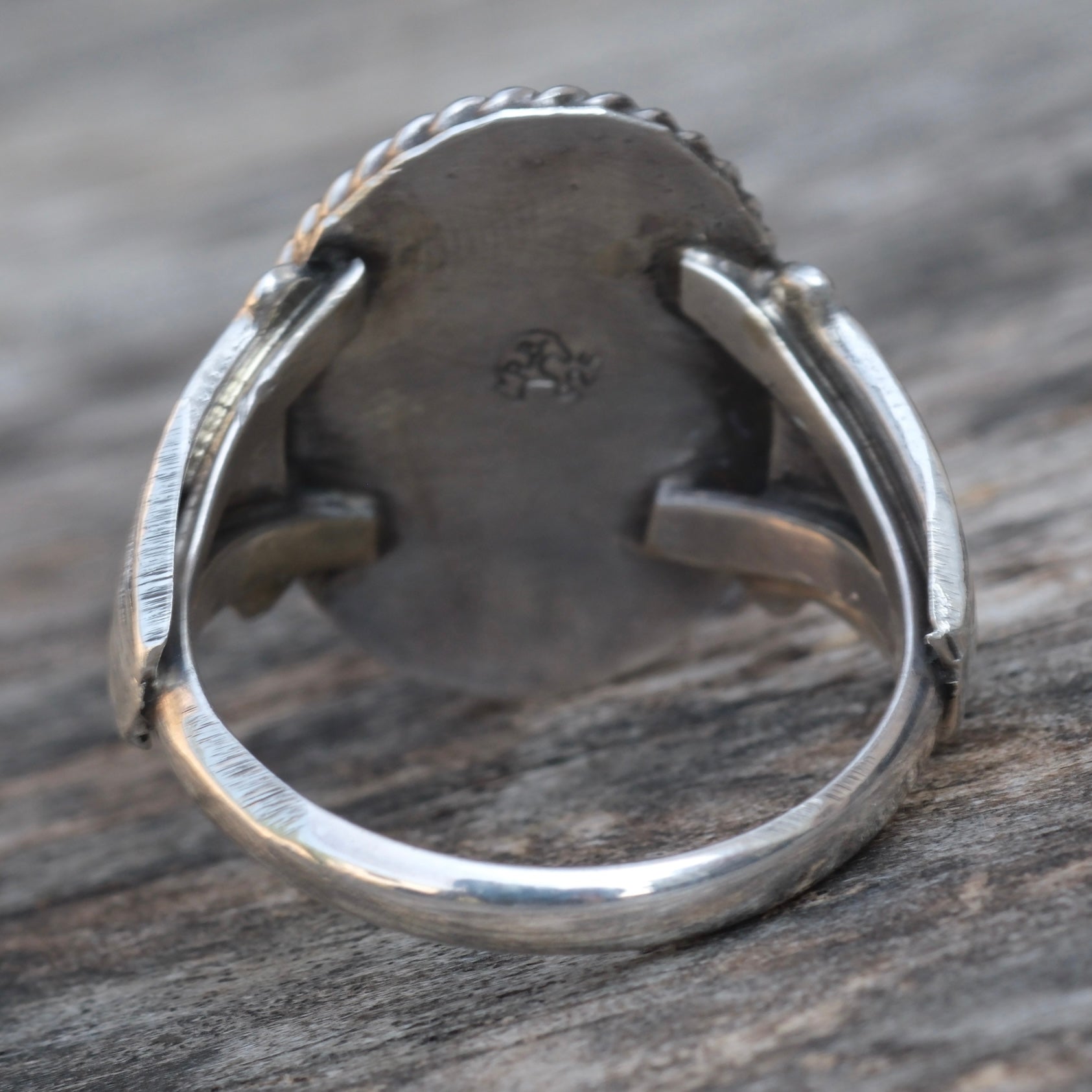 Vintage Sterling Turquoise Eagle Ring 11.5