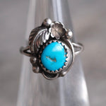 Vintage Sterling Turquoise Feather Ring 4.75