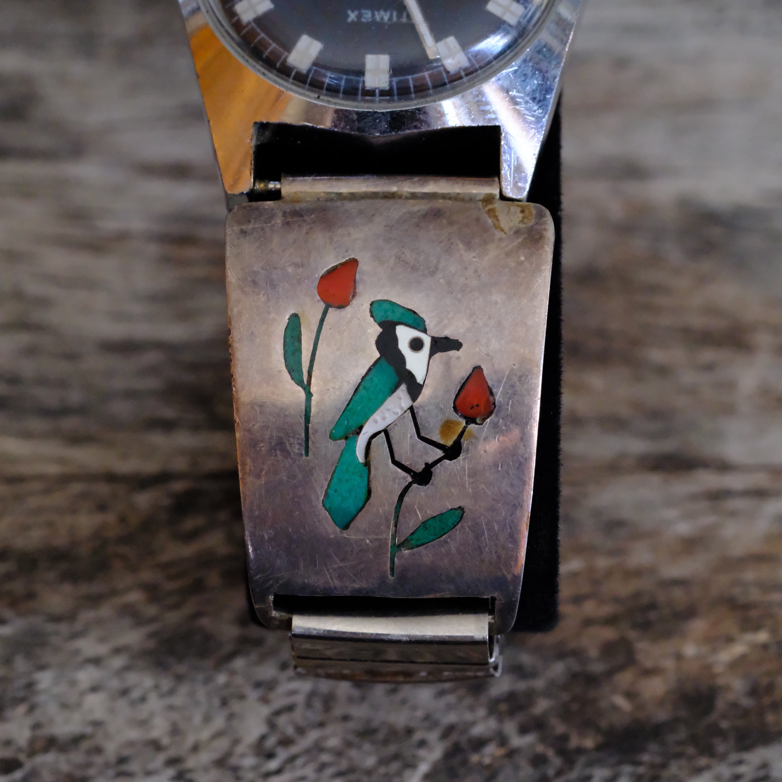 Vintage Sterling Inlay Blue Jay Watch