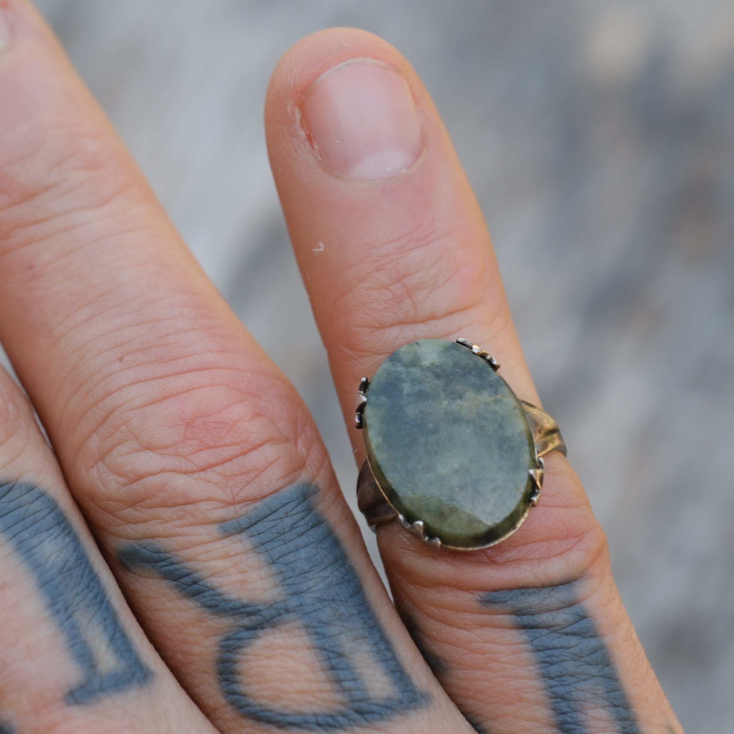 Vintage Sterling Agate Ring 4.25