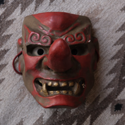Antique Japanese Ceramic Tengu Mask