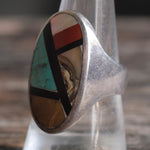 Vintage Sterling Zuni Inlay Ring 9.75