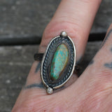 Vintage Sterling Turquoise Roper Ring 5.25
