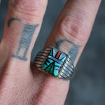 Vintage Sterling Zuni Inlay Ring 12.5