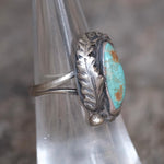 Vintage Sterling Turquoise Feather Ring 6