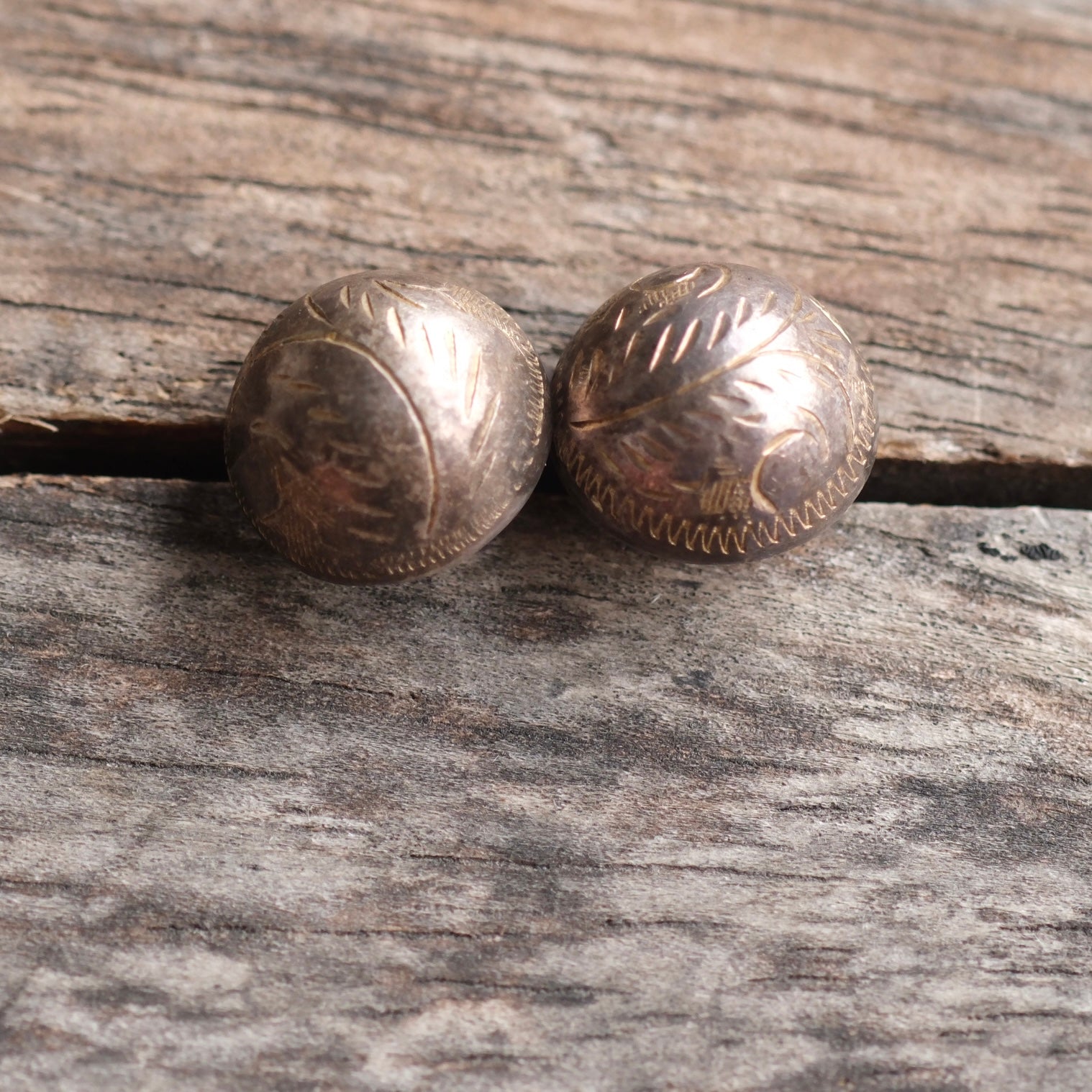 Vintage Sterling Stamped Dome Stud Earrings