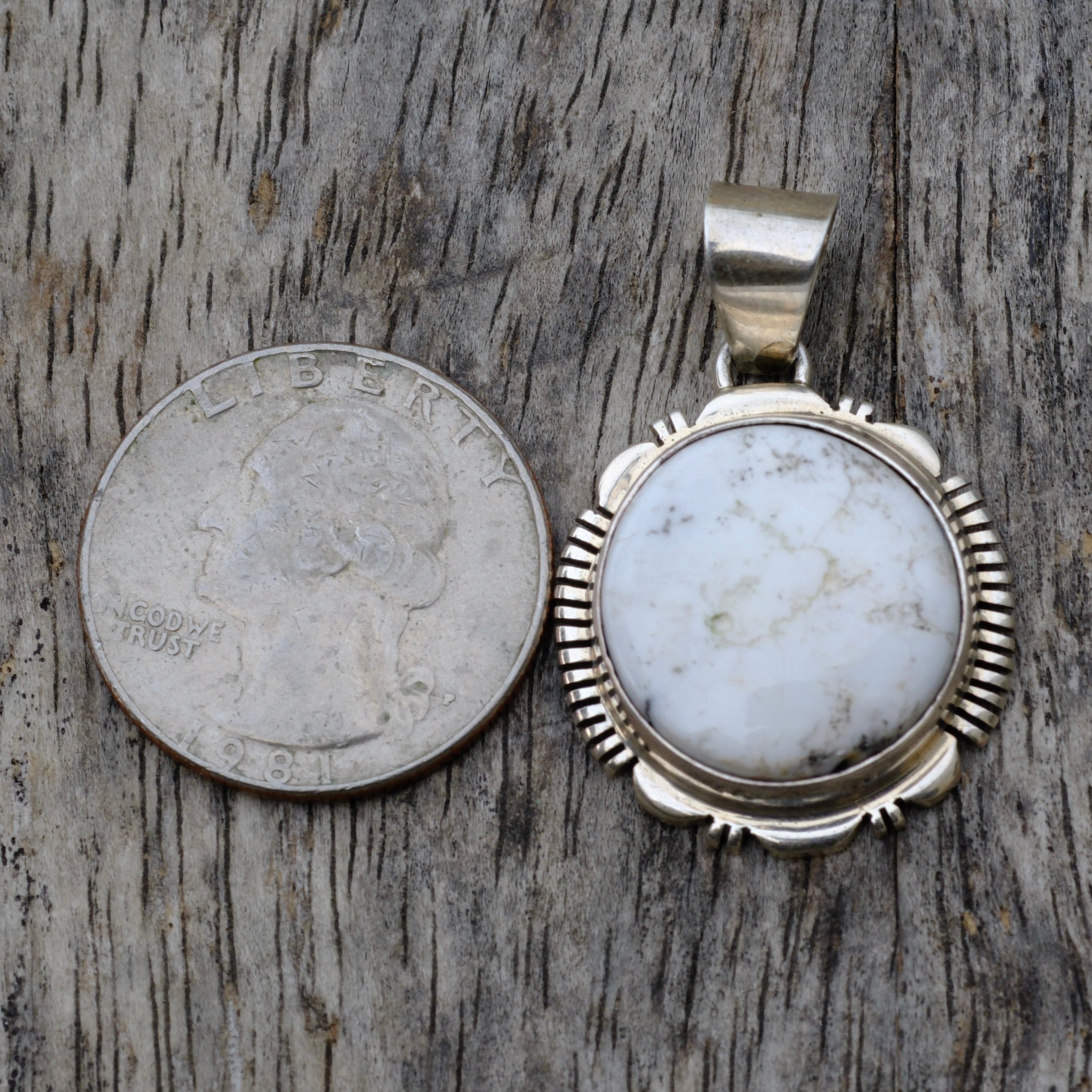Vintage Sterling White Buffalo Pendant