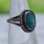 Vintage Sterling Turquoise Roper Ring 3.5