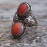 Vintage Sterling 2-Stone Coral Band 4