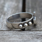 Vintage Sterling Silver Dotted Cross Ring 11.5