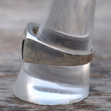 Vintage Sterling Onyx and Mother Of Pearl Inlay Ring 10.75