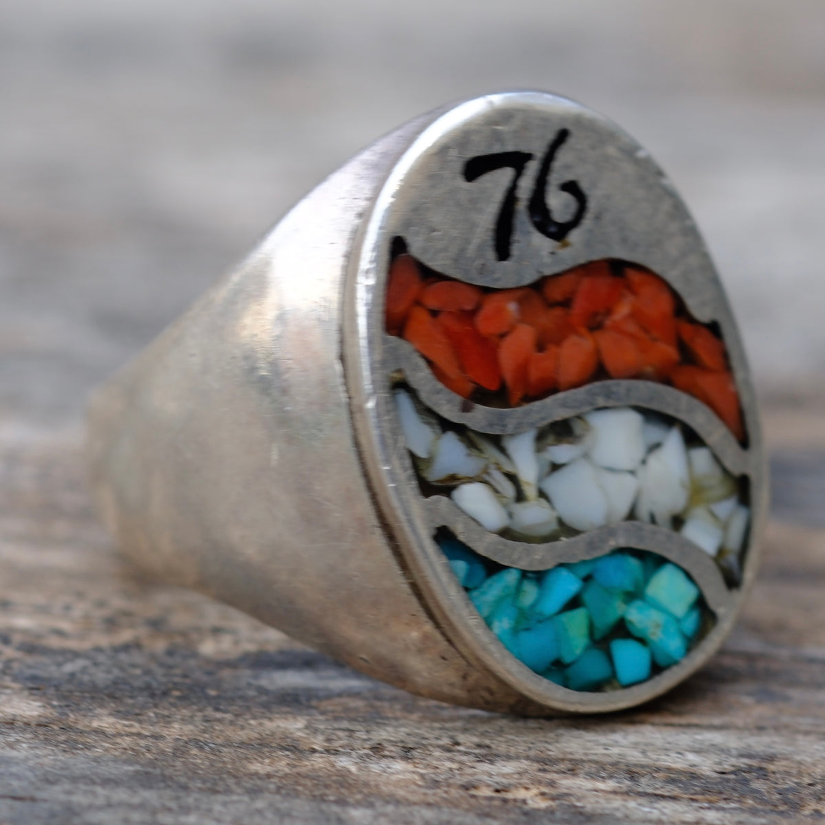 Vintage Sterling Multistone Inlay Centennial Ring 8