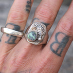 Vintage Sterling Turquoise Feather Ring 11.25