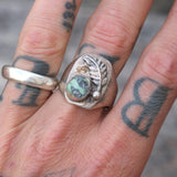 Vintage Sterling Turquoise Feather Ring 11.25