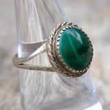 Vintage Sterling Malachite Roper Ring 7.5