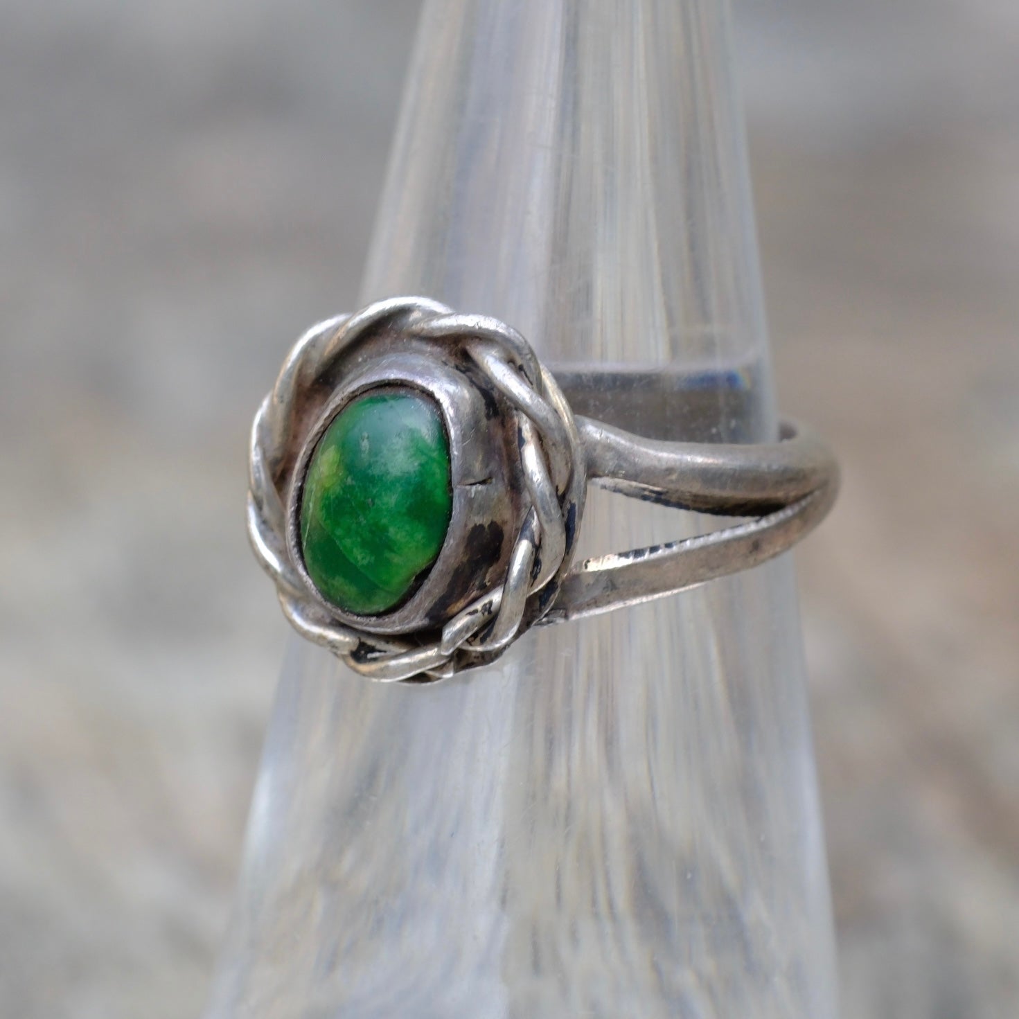Vintage Sterling Turquoise Roper Ring 5.25