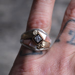 Vintage Sterling Mother Of Pearl and CZ Ring 8.25