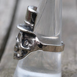 Vintage White Bronze Biker Ring 9.25