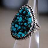 Vintage Sterling Matrix Turquoise Ring 5.75