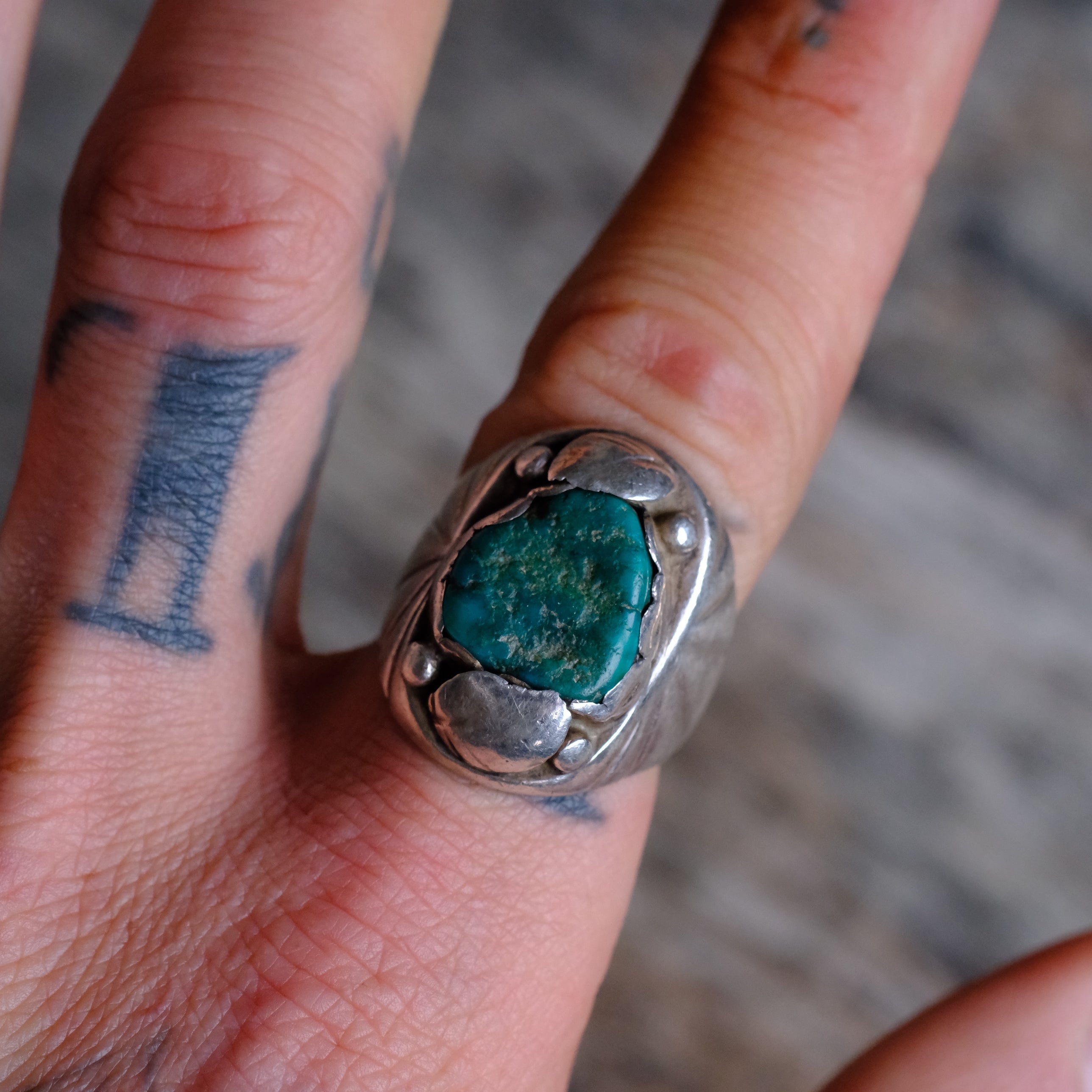 Vintage Sterling Turquoise Ring 9.5