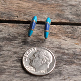 Vintage Sterling Turquoise and Lapis Hoop Earrings