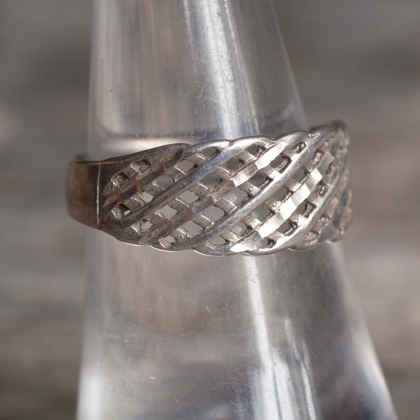 Vintage Sterling Silver Woven Band Ring 7.5