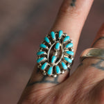 Vintage Sterling Turquoise Cluster Ring 6