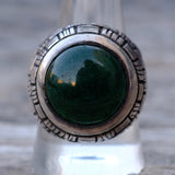 Vintage Sterling Green Jasper Ring 10.75
