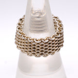 Vintage Sterling Woven Chain Ring 6.75
