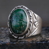 Vintage Sterling Turquoise Stamped Band Ring 9.25
